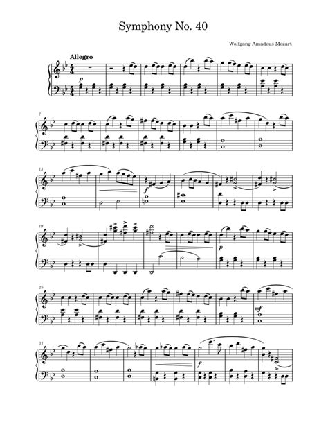 Symphony No. 40 – Wolfgang Amadeus Mozart Symphony_No._40 Sheet music for Piano (Solo ...