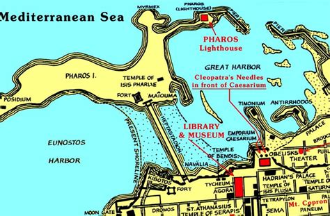 Map detailing the general location of the ancient Library of Alexandria ...