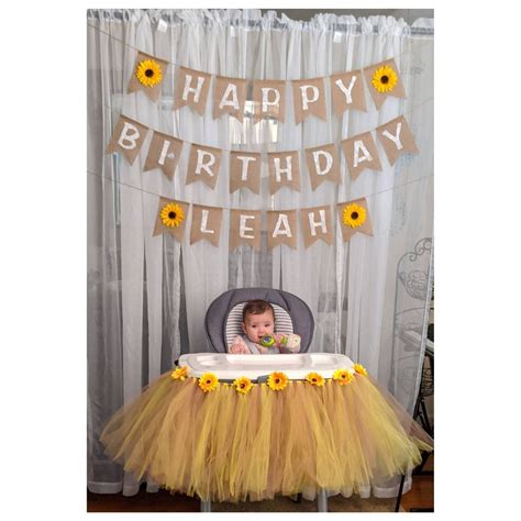 Sunflower Burlap Happy Birthday Banner - Etsy