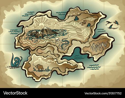 Cartoon island map template for next level game Vector Image