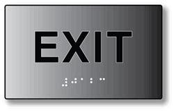 ADA Exit Sign with Tactile Text - Braille - 5x3 - Brushed Aluminum