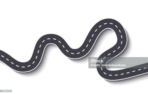 Winding Road On A White Isolated Background - Arte vetorial de stock e mais imagens de Estrada ...