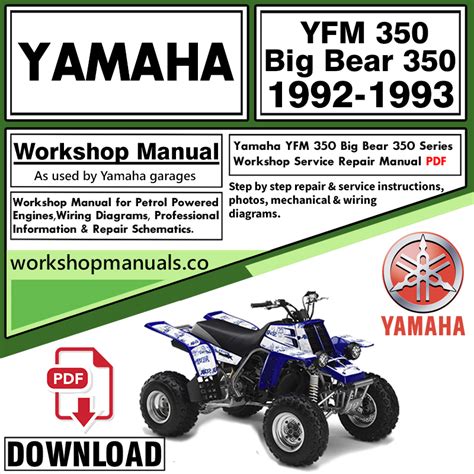 Yamaha YFM 350 Big Bear 350 Service Repair Shop Manual Download 1992 ...