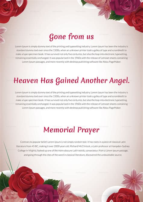 Funeral Memorial Service Program Template in Adobe Photoshop, Microsoft Word