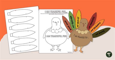 Thanksgiving Crafts - I Am Thankful For Printable | Teach Starter