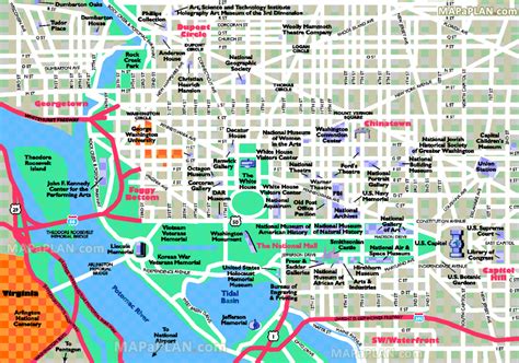 Dc Tourist Map And Travel Information | Download Free Dc Tourist Map regarding Printable Street ...