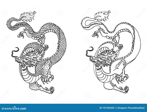 Japanese Blue Dragon Tattoo.Dragon on White Isolated Background for Chinese New Year.Gold ...