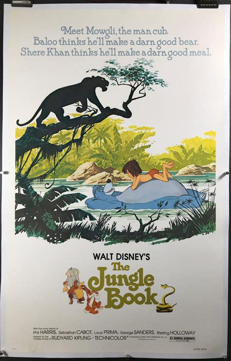 WALT DISNEY'S THE JUNGLE BOOK, Original Vintage Linen Backed Movie Poster - Original Vintage ...