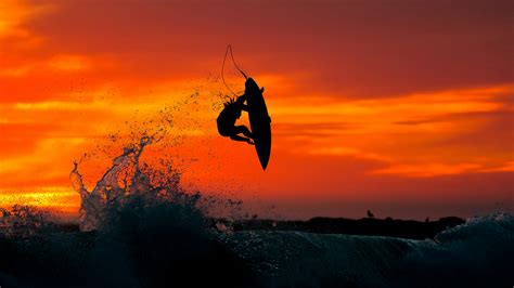 Sunset Surfing HD Wallpaper