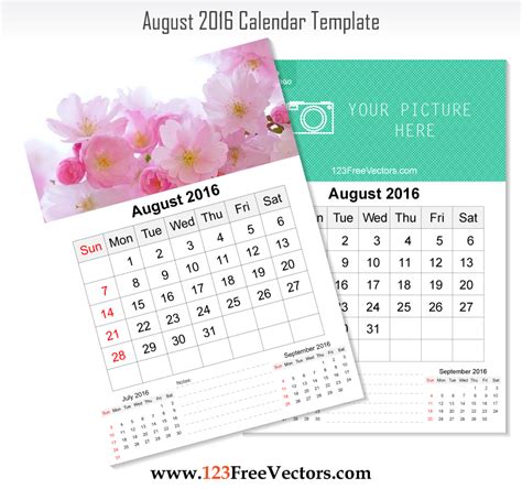 Wall Calendar August 2016 by 123freevectors on DeviantArt