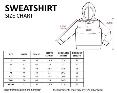 SIZE CHART MENS HOODIES - ImgPile