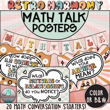 Math Talk Posters: Retro Classroom Decor to Start Conversations with Prompts