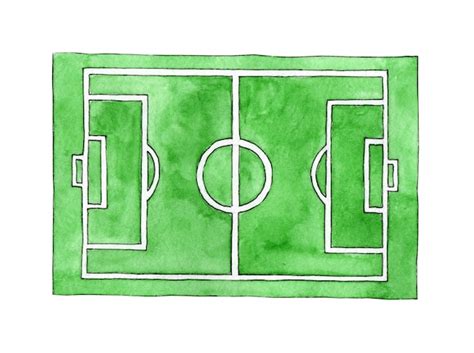 Premium Photo | Watercolor illustration of a soccer field sketch green grass stadium green ...