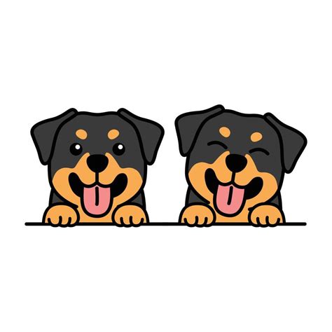 Cute rottweiler puppy cartoon, vector illustration 3489551 Vector Art ...