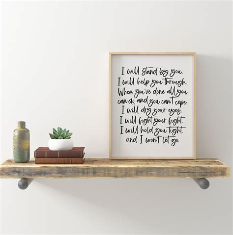 I Will Stand by You Song Lyric Printable Inspirational Song - Etsy