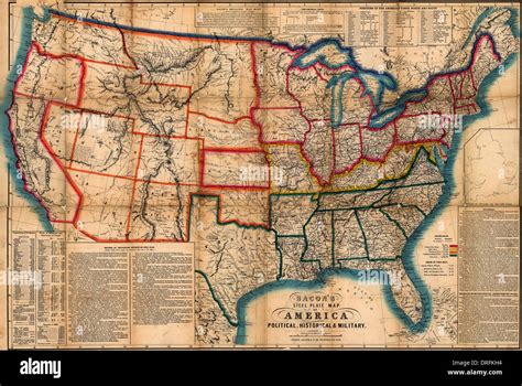 Bacon's steel plate map of America, political, historical & military ...