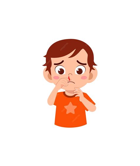 Premium Vector | Little kid get nose bleed and feel sad