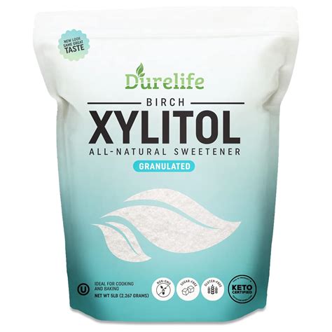 Amazon.com : DureLife XYLITOL Sugar Substitute 5 LB Bulk (80 OZ) Made From 100% Pure Birch ...