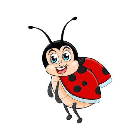 Amusing Ladybug Cartoon Alone On A Blank White Background Vector, Graphic, Funny, White PNG and ...