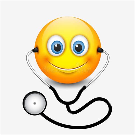 Cute Smiling Doctor Emoticon Wearing Stethoscope, Emoji, Smiley ...