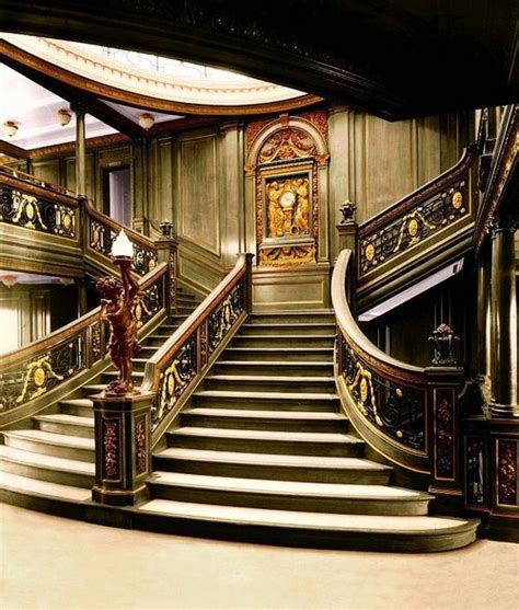 Colorized photo of the Olympic's grand staircase after her 1932-33 refit. In another attempt to ...