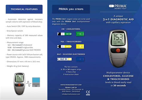 Prima Home Test 3 in 1 Cholesterol,Triglycerides,Glucose Complete Self Testing Kit- Buy Online ...