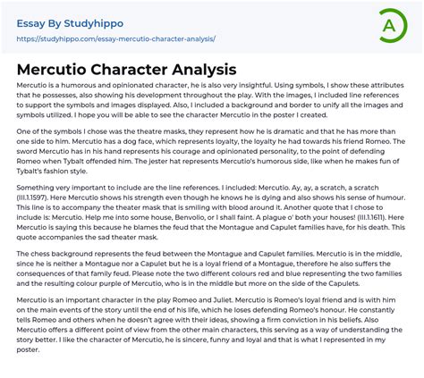 Mercutio Character Analysis Essay Example | StudyHippo.com