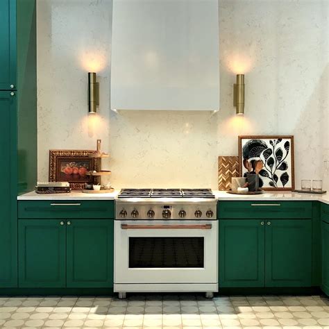 GE-cafe range- matte white appliances- Benjamin Moore True Green - 2042 ...