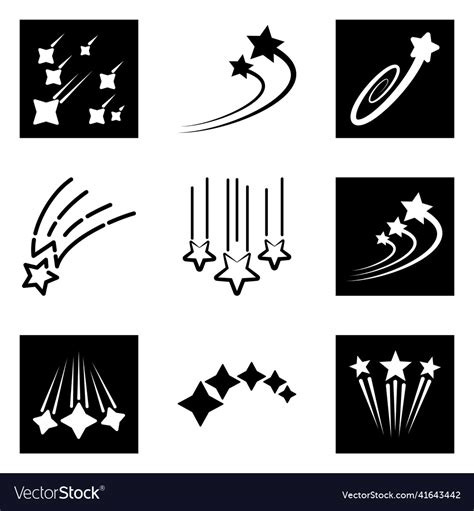 Starfall flat icon set isolated on white Vector Image