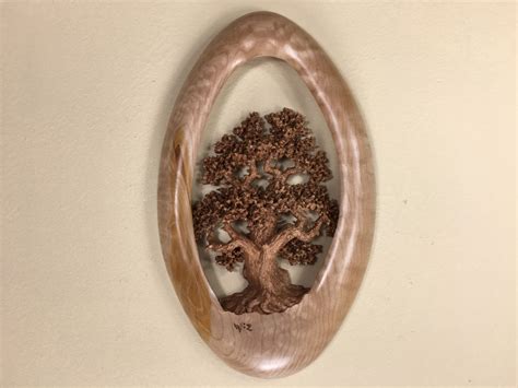 Oak Tree Wood carving wall hanging wood home wall decor best gift by Gary Burns the treewiz