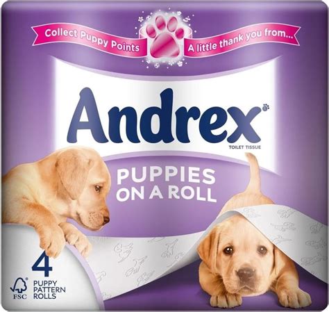 Amazon.com: Andrex Puppies on a Roll Toilet Tissue Rolls - 210 Sheets per Roll (4) - Pack of 6 ...