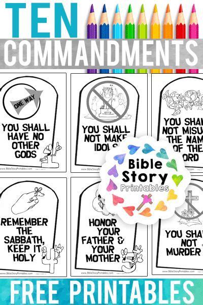 Free Ten Commandment Bible Printables for K-5. Students learn their ten commandment… | Bible ...