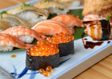 Salmon Roe Sushi In Sushi Set Stock Photo - Image of dining, engawa: 61253422