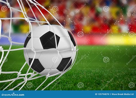 Composite Image of Soccer Ball in Goal Net Stock Illustration - Illustration of soccer, green ...