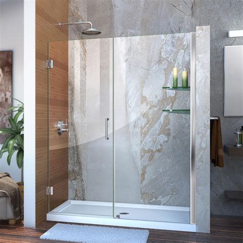 DreamLine Unidoor 58 to 59 in. x 72 in. Frameless Hinged/Pivot Shower ...