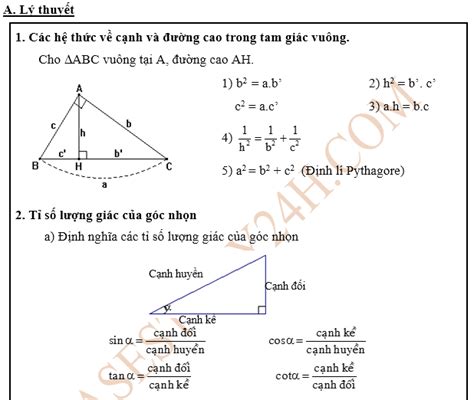 Bồi dưỡng HSG về hệ thức lượng trong tam giác vuông