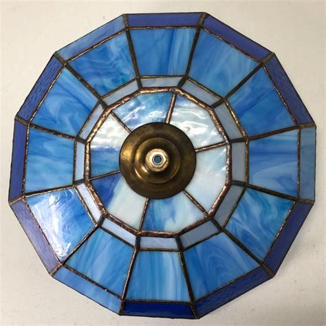 Tiffany-style hanging lamp blue (1) - Glass (stained glass) - Catawiki