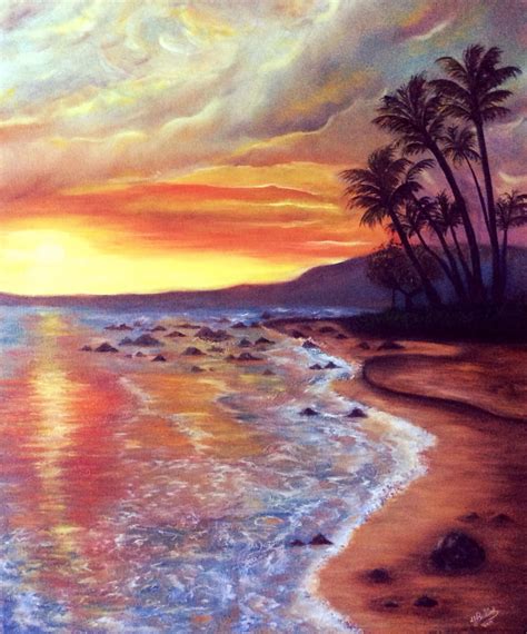 Sunset on the beach oil painting on canvas by Yasminesweet on DeviantArt