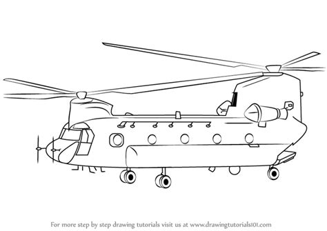 How to Draw a Boeing CH-47 Chinook Helicopter (Military) Step by Step | DrawingTutorials101.com