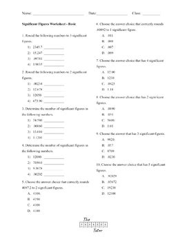 Basic Significant Digits Worksheet by The Physics Tutor | TPT