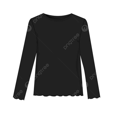 Long Sleeve T Shirt Vector Illustration Black Color Template For Ladies ...