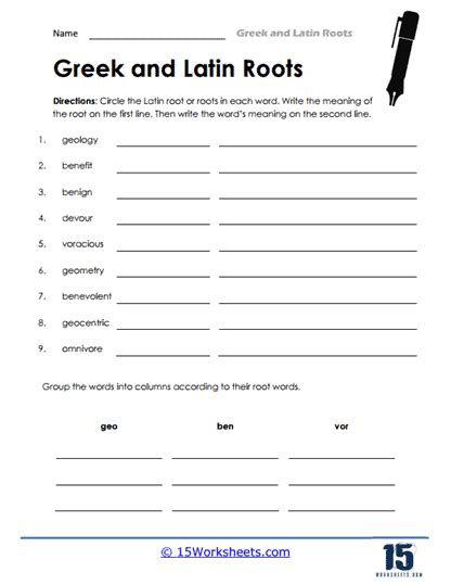 Greek And Latin Roots Worksheets Greek And Latin Root Practice Worksheets – Explore a ...