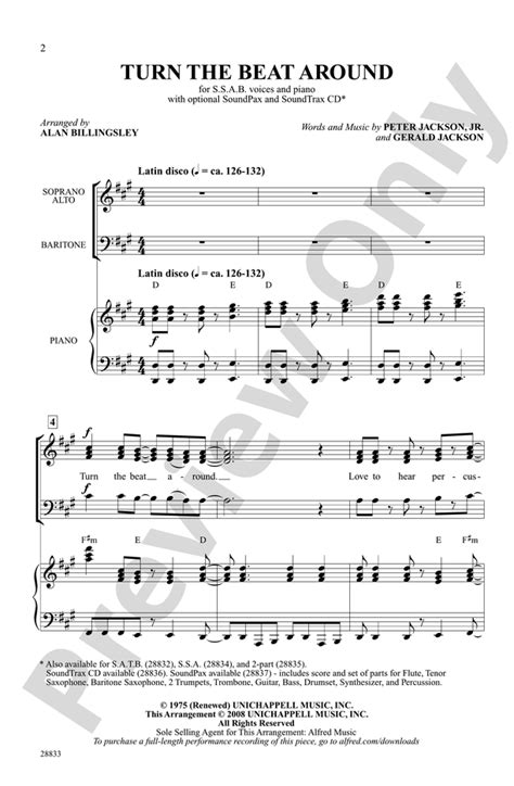 Turn the Beat Around: SSAB Choral Octavo: Peter Jackson - Digital Sheet Music Download