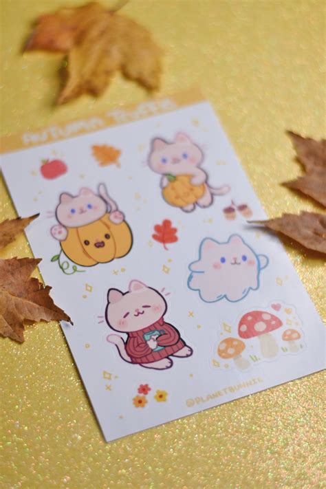 Cute Halloween Cat Sticker Sheet Cute Spooky Decor Ghost - Etsy