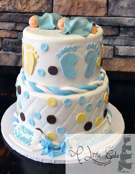 Twin Baby Shower Button Cake | Baby shower cakes for boys, Twin baby shower cake, Simple baby ...