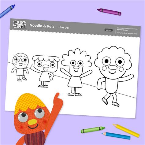 Line Up Song Free Printable Coloring Page | Noodle And Pals | Back To School | Line up songs ...