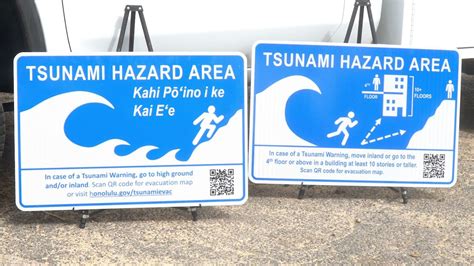 Tsunami hazard area signs being installed on Oahu