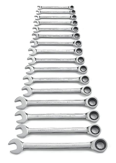 GearWrench 16 Pc Combination Ratcheting Wrench Set Metric