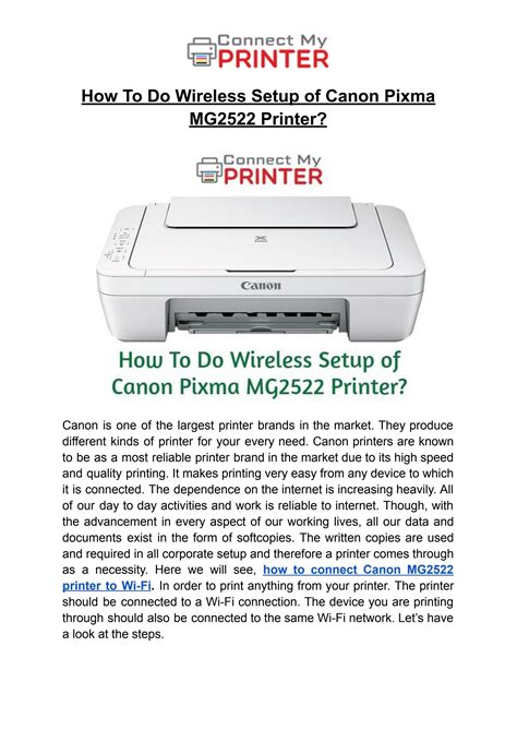 How To Do Wireless Setup of Canon Pixma MG2522 Printer? by iamalexsmith ...