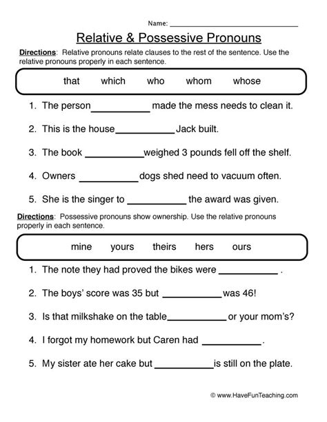 Image result for 3rd grade pronoun worksheets | Pronoun worksheets, Possessive pronouns ...